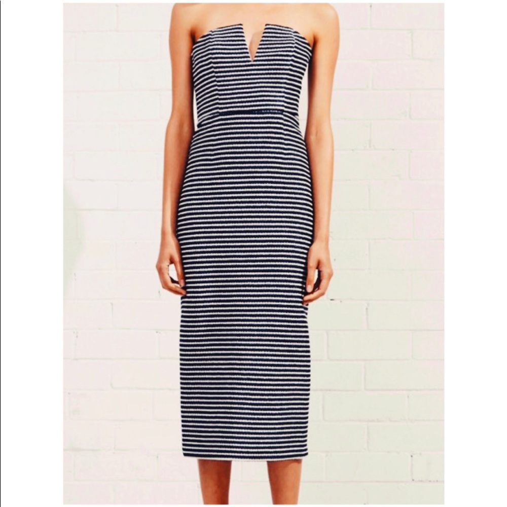 Shona Joy raffia striped corset dress